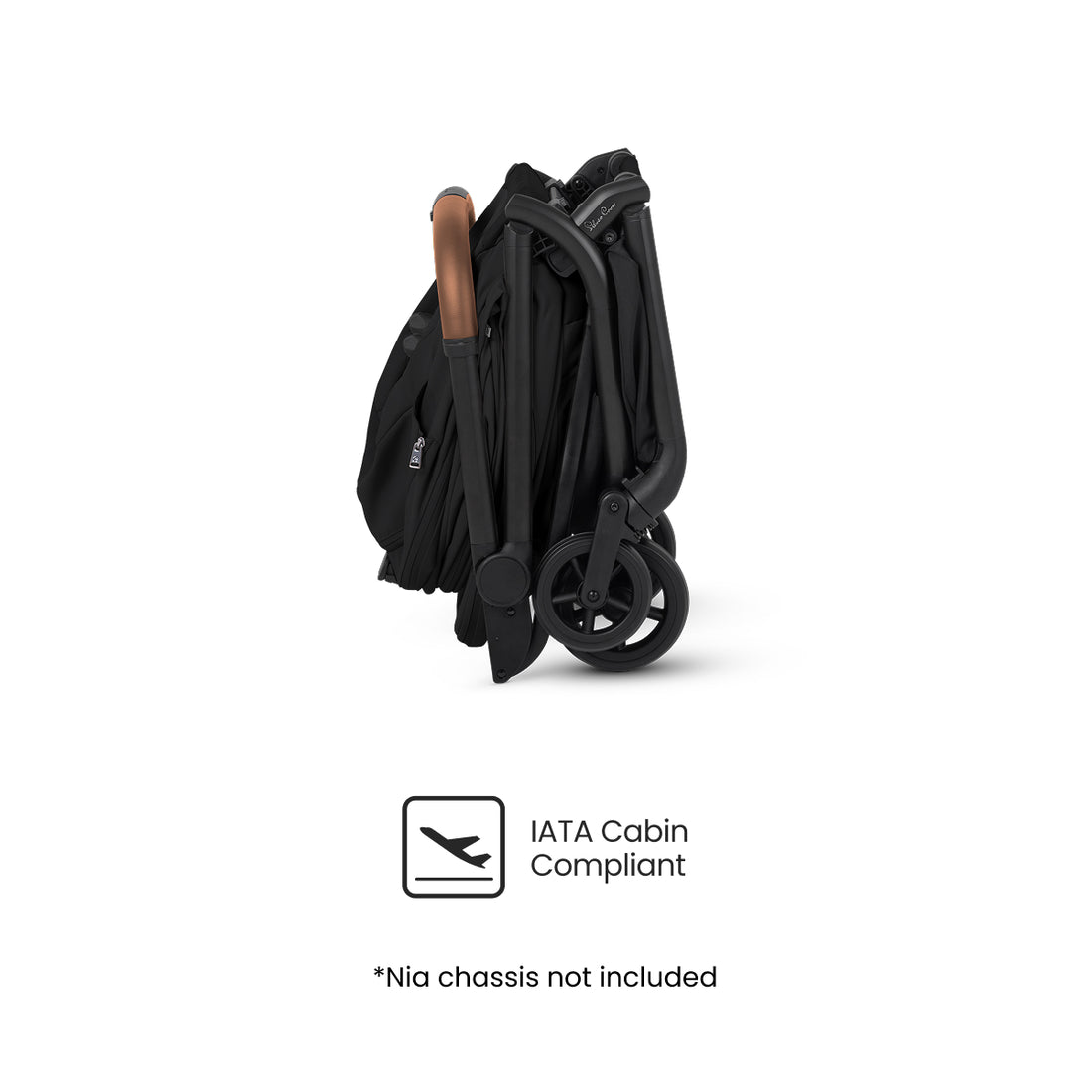 Silver Cross Nia Pod in Black — cabin-compact folded configuration