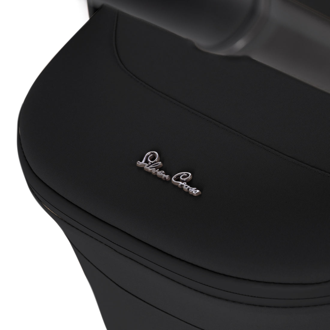Silver Cross Nia Pod in Black — fabric and logo detail