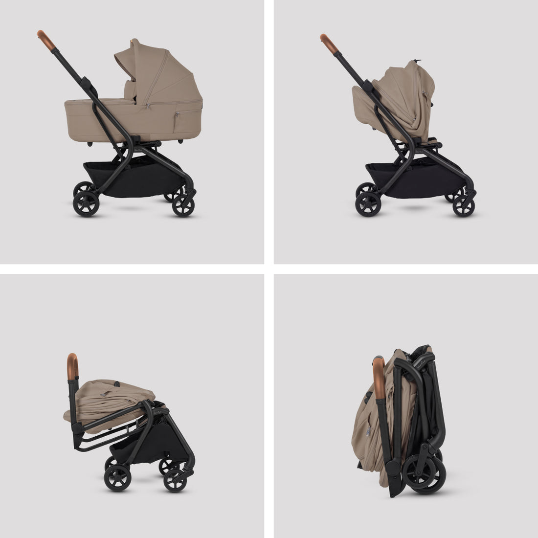 Silver Cross Nia Pod in Champagne — pod folding sequence