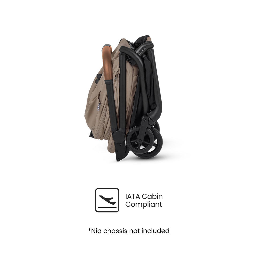 Silver Cross Nia Pod in Champagne — cabin-compact folded configuration