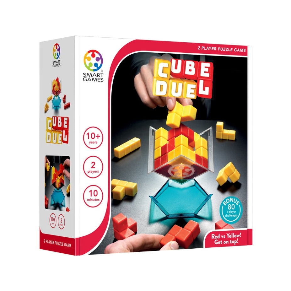 Cube Duel by Smart Games two-player puzzle with red and yellow blocks and 80 bonus challenges