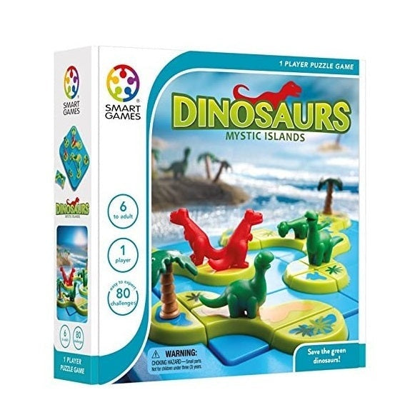 Smart Games Dinosaurs Mystic Islands puzzle box; 1 player educational toy by SMART GAMES, ages 6 to adult.