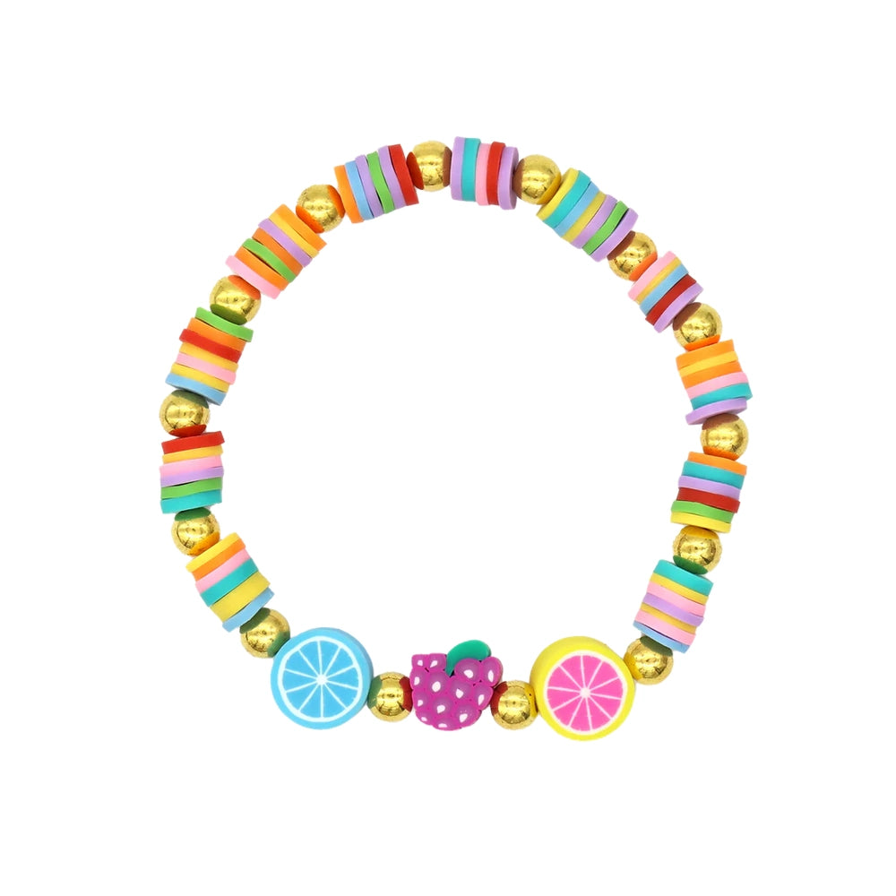 PBI ART Pbi Art Diy Bead Jar Multicoloured Assembled bracelet with fruit charms and striped disc spacers img 8/9