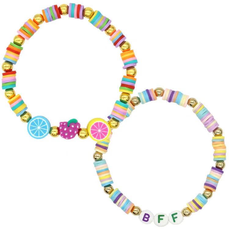 PBI ART Pbi Art Diy Bead Jar Multicoloured Assembled bracelets with fruit slice charms and BFF letter beads img 9/9