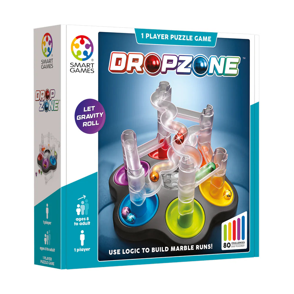 SMART GAMES Smart Games Dropzone transparent tube marble run with six colored circular bases img 1/5