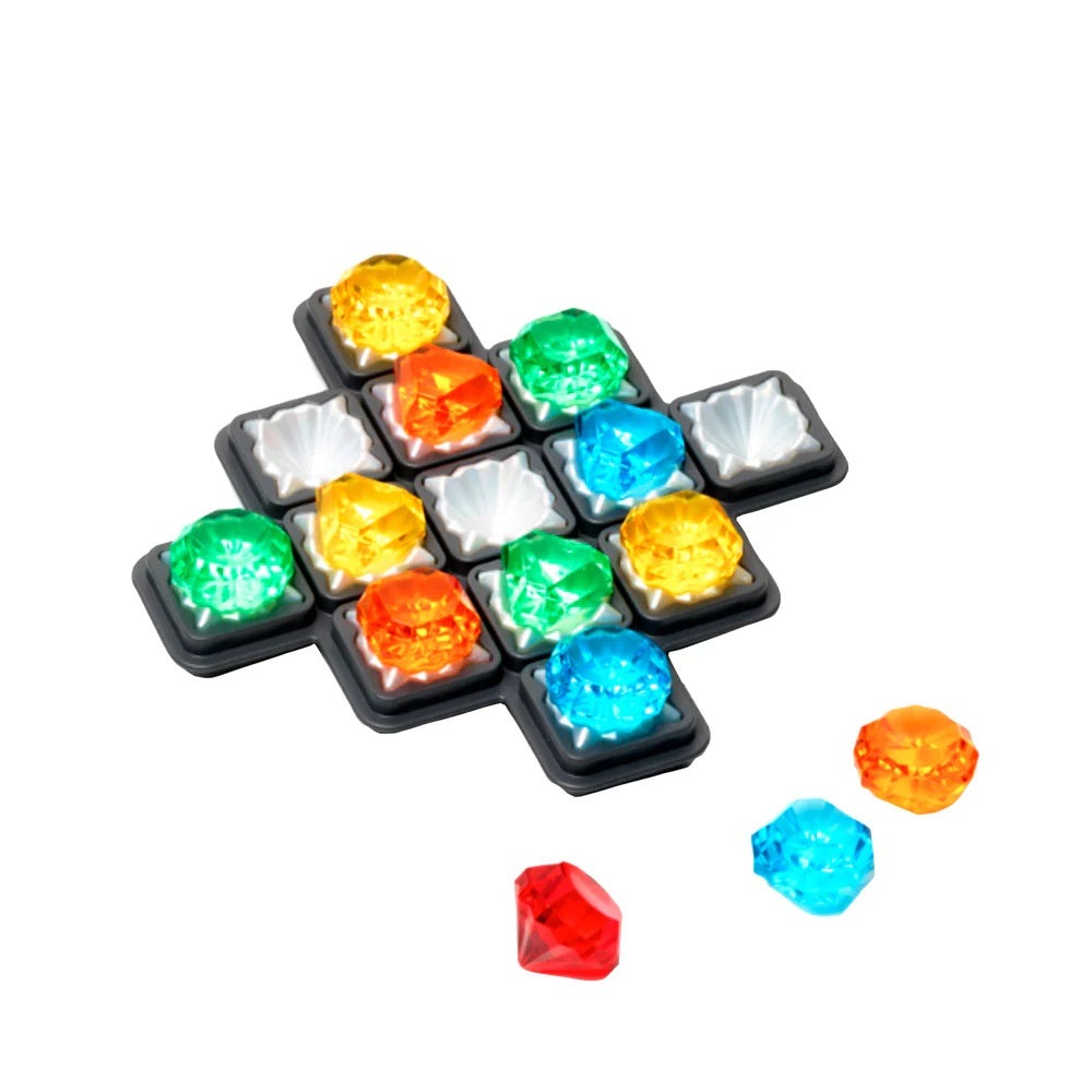 Smart Games Gemmes-O-Logique puzzle game with colorful gems arranged on a grid, featuring bright jewel colors.