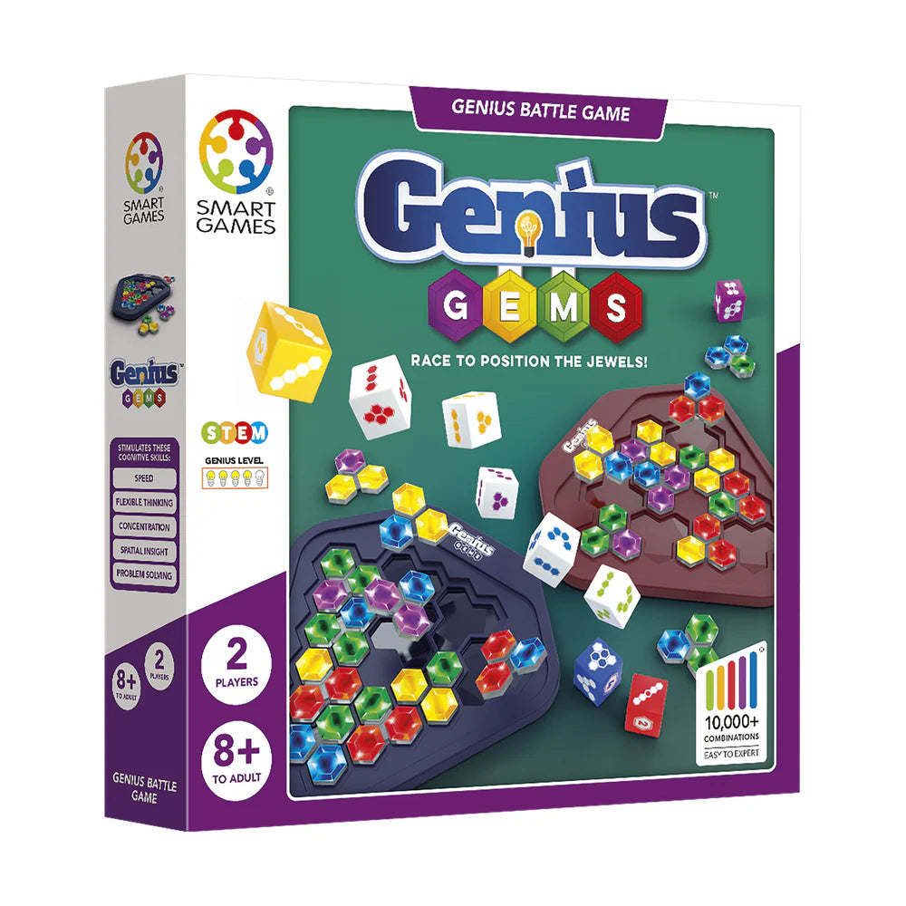 SMART GAMES Smart Games Genius Gems hexagonal boards with translucent gem pieces and dice img 1/6