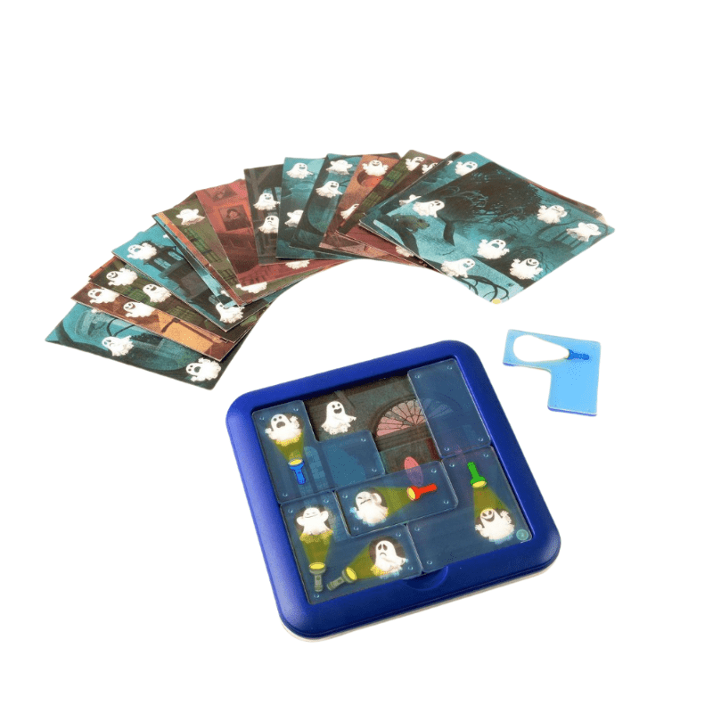 Smart Games Ghost Hunters puzzle set with blue tray and ghost cards