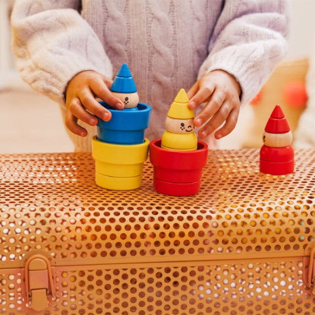 Smart Games Gnome Sweet Gnome wooden stacking gnomes set in blue, yellow, red