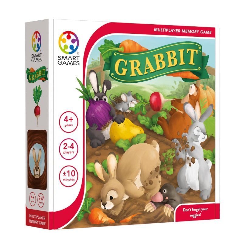 Grabbit board game by Smart Games, a multiplayer memory game for ages 4+, 2-4 players.