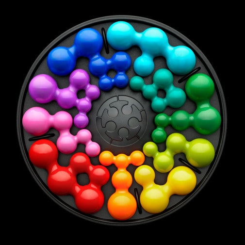 Smart Games IQ Deluxe Circle puzzle with colorful interlocking spheres in a circular tray
