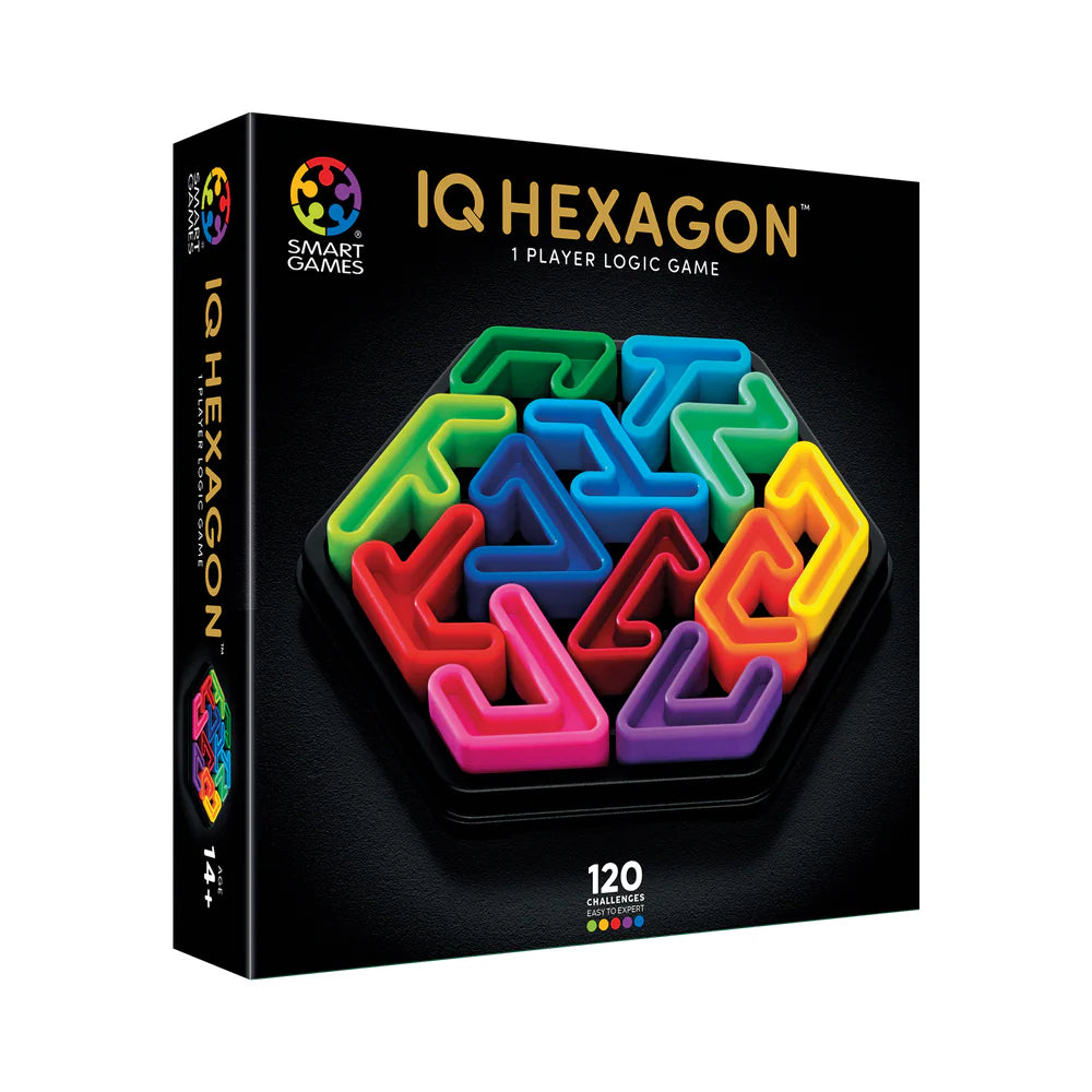 SMART GAMES Smart Games IQ Deluxe Hexagon interlocking angular puzzle pieces in rainbow colors img 1/4