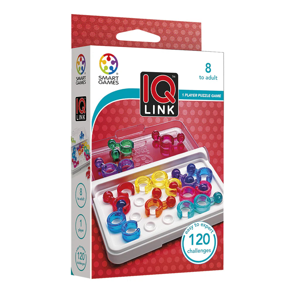 SMART GAMES Smart Games IQ Link translucent interlocking rings on white pegboard tray img 1/3