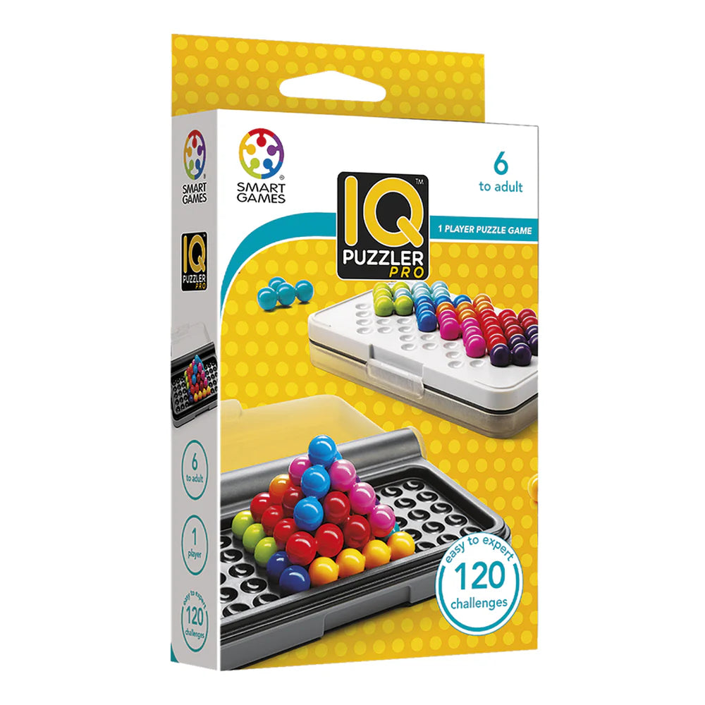 SMART GAMES Smart Games IQ Puzzler Pro white case with grid holes and sliding gray tray img 1/5