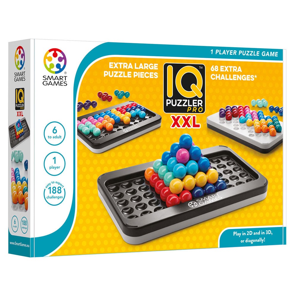 IQ Puzzler Pro XXL puzzle game by Smart Games - 3 trays with colorful marbles for 1 player