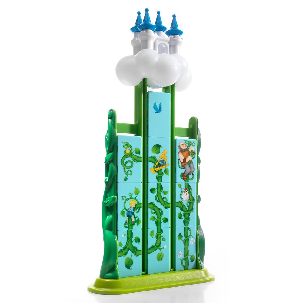 Smart Games Jack & The Beanstalk tower puzzle with turquoise vine-printed blocks and cloud castle tops