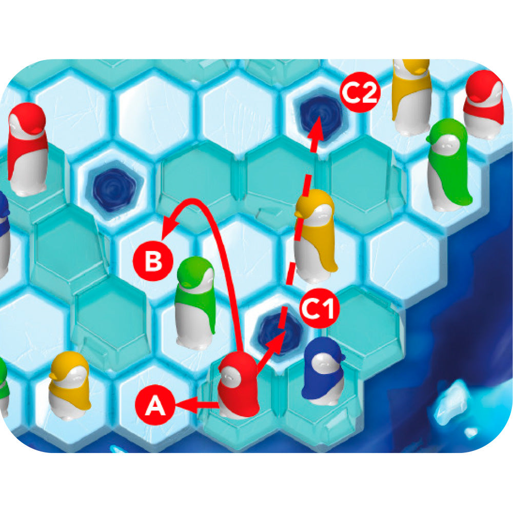 SMART GAMES Smart Games Penguins Huddle up hexagonal grid board with challenge card and cylindrical pieces img 6/7