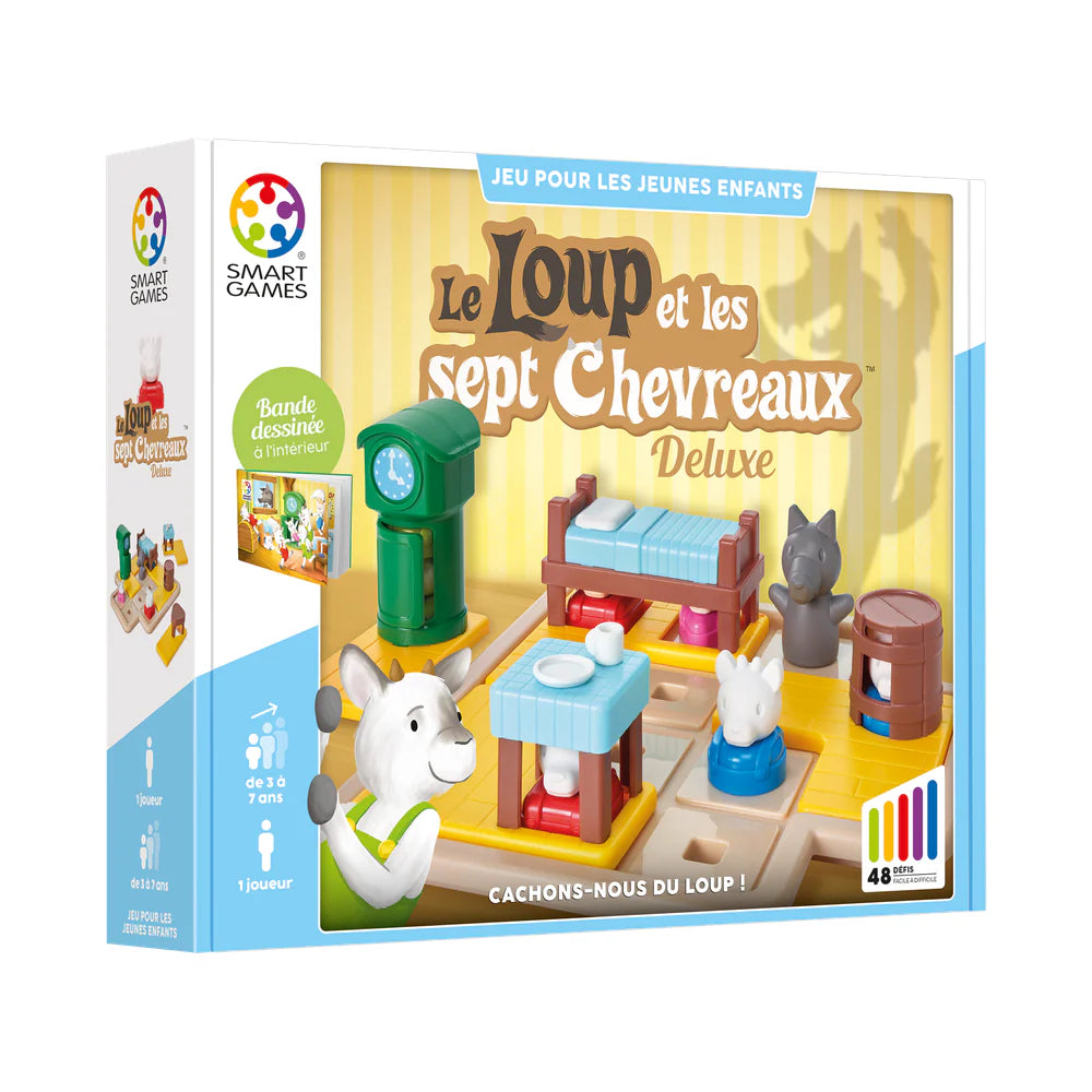 SMART GAMES Smart Games The Wolf & The Seven Goats 3D puzzle with grid base and plastic furniture pieces img 1/6