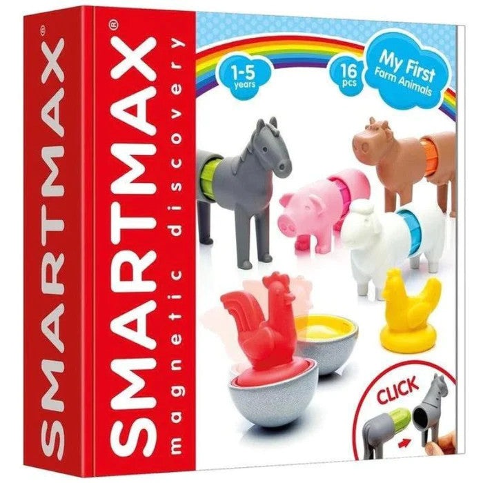 SmartMax My First Farm Animals 16-piece magnetic toy set with colorful farm animal figures