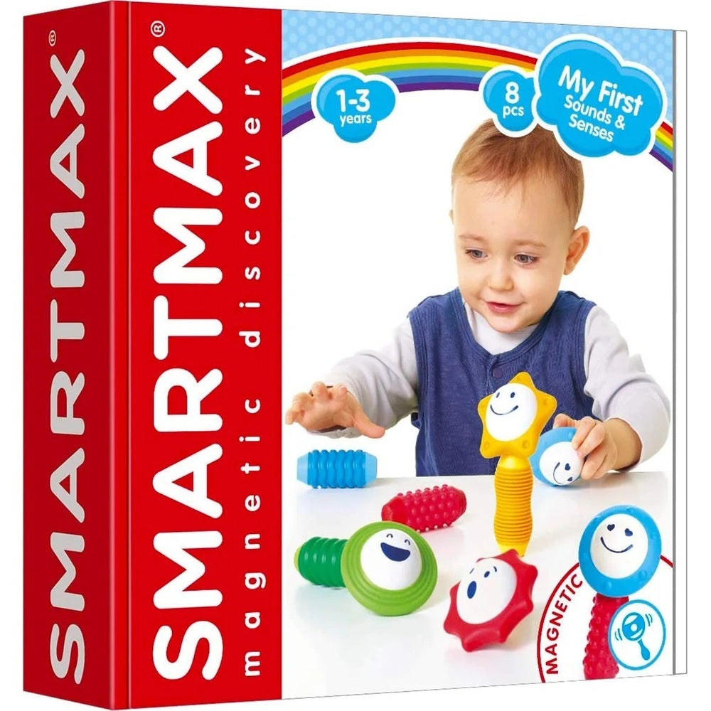 SmartMax My First Sounds and Senses 8pc magnetic toy set for toddlers, bright colorful pieces