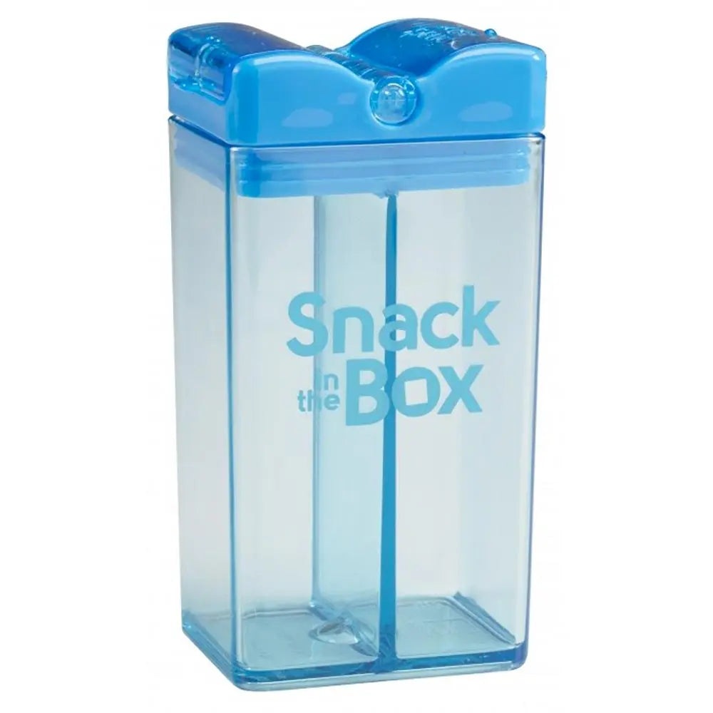 Snack In The Box blue translucent plastic snack container with snap-tight lid