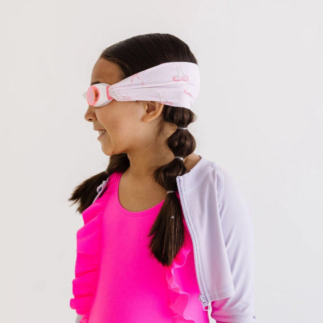 Splash Swim Goggles Cherry Charms for kids, pink goggles with cherry-pattern headband