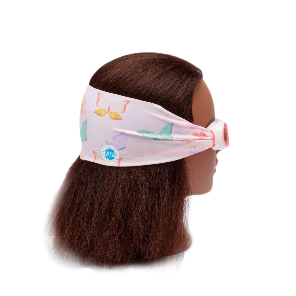 Splash Swim Goggles Flutter headband with pastel butterfly print in pink