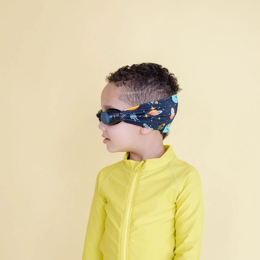 Splash Swim Goggles Galactic kids goggles with navy space pattern and blue lenses