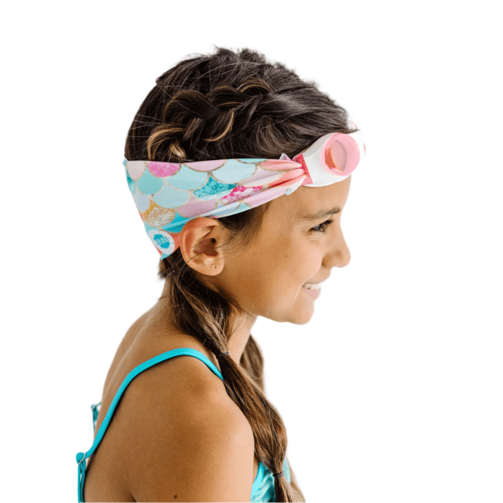 Splash Swim Goggles Mermaid with pastel mermaid-scale headband and pink goggles