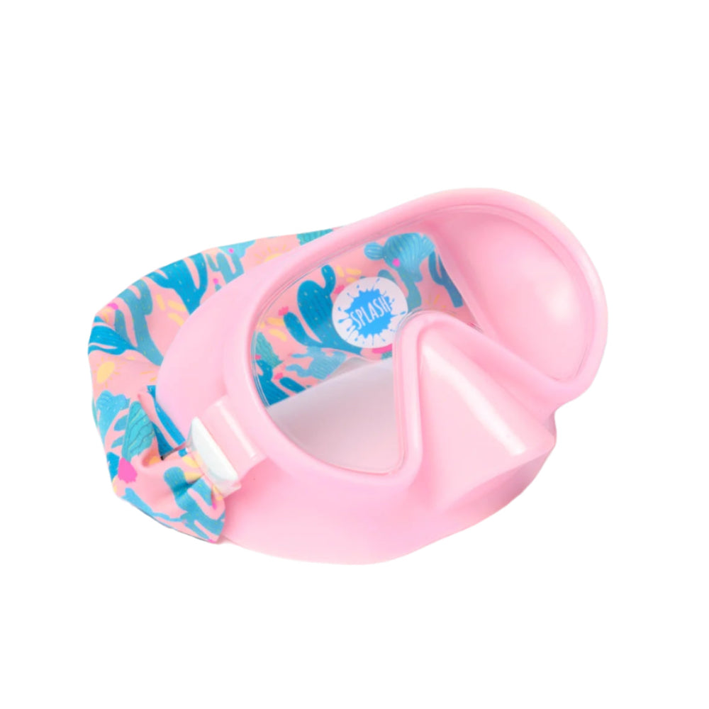 Splash swim mask goggles pink kids' mask with tropical-pattern strap SPLASH SWIM GOGGLES