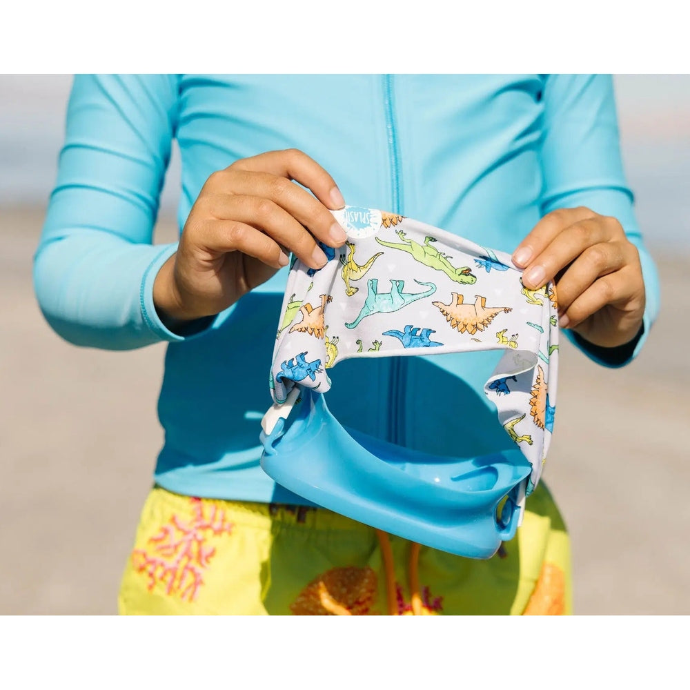 Splash Youth Dino Swim Mask Goggles in Light Blue with Dino Print