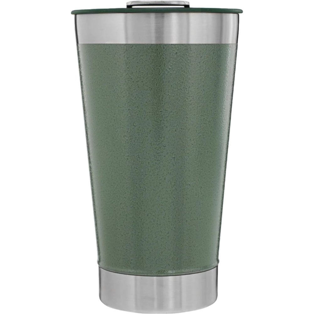 Stanley Classic Stay Chill Beer Pint 16 oz tumbler, green with stainless steel accents, shown with frosty condensation.