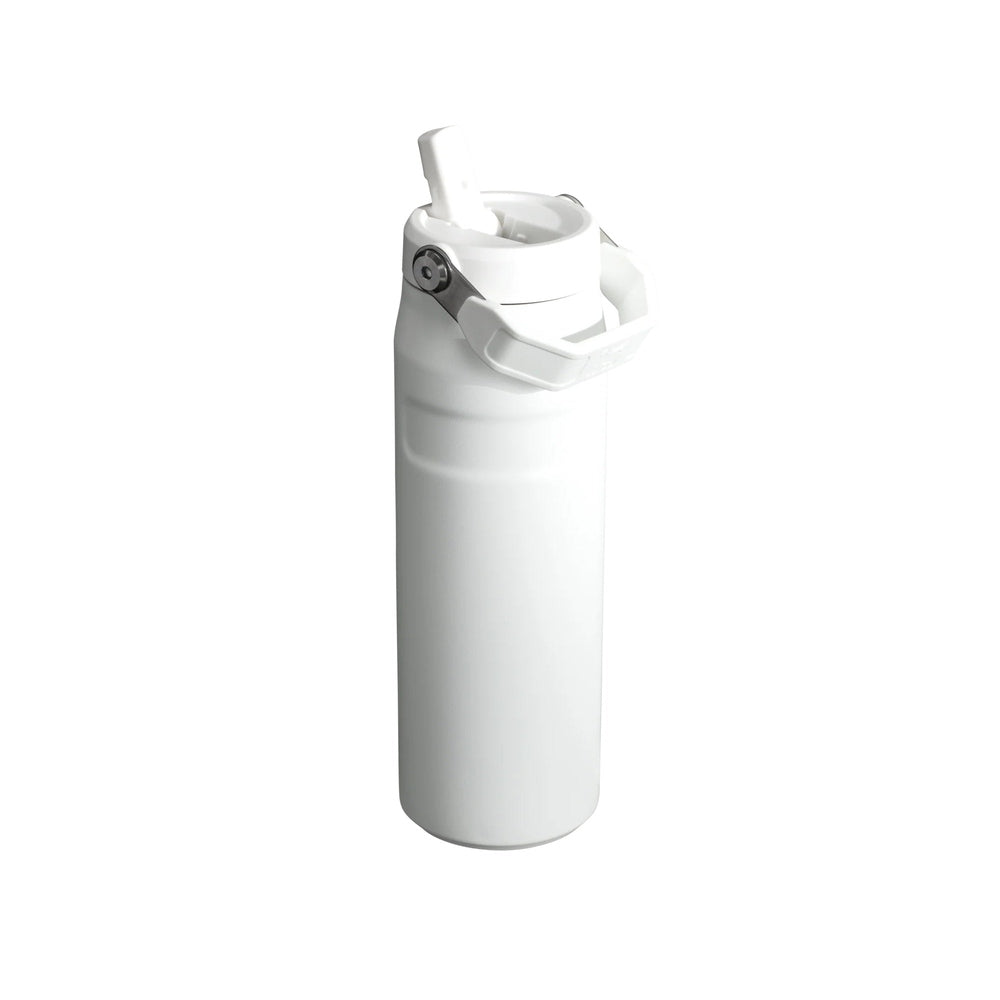 STANLEY Iceflow Aerolight Flip Straw Vacuum Water Bottle 24oz, white with flip-top straw and carry handle.