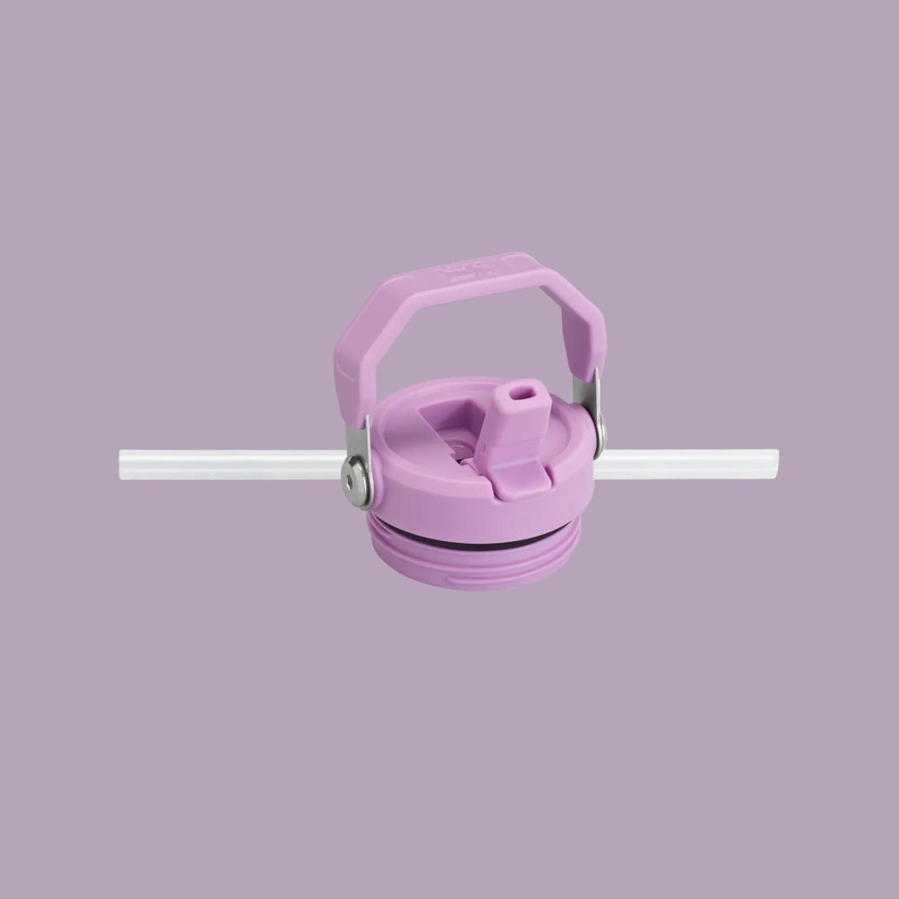 STANLEY Iceflow Aerolight Flip Straw Vacuum Water Bottle 24oz in pink, with extended white straws visible through the lid.