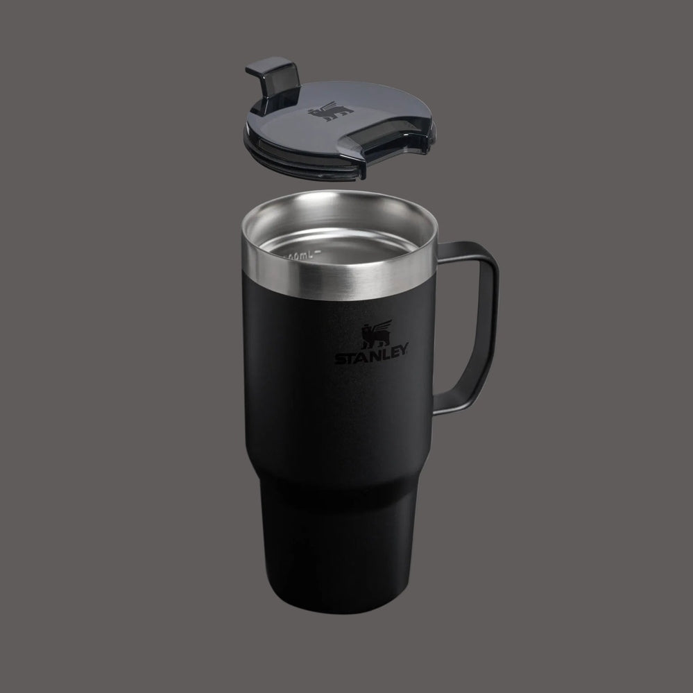 Stanley The Everyday Suburban Mug 16oz Travel Mug in Black with Stainless Steel Rim and Detachable Flip-Top Lid