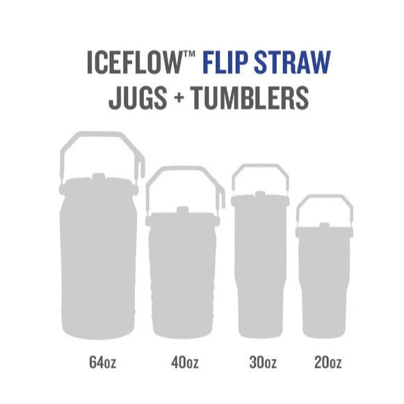Stanley IceFlow Flip Straw 2.0 tumblers set in four sizes: 64oz, 40oz, 30oz, 20oz