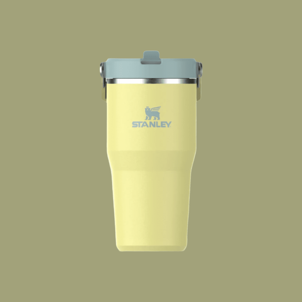 Stanley IceFlow Flip Straw 2.0 20 oz tumbler, yellow with blue lid