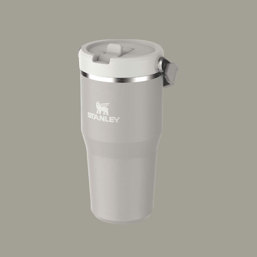 Stanley IceFlow Flip Straw 2.0 Tumbler 20 oz in gray with white flip lid, STANLEY branding
