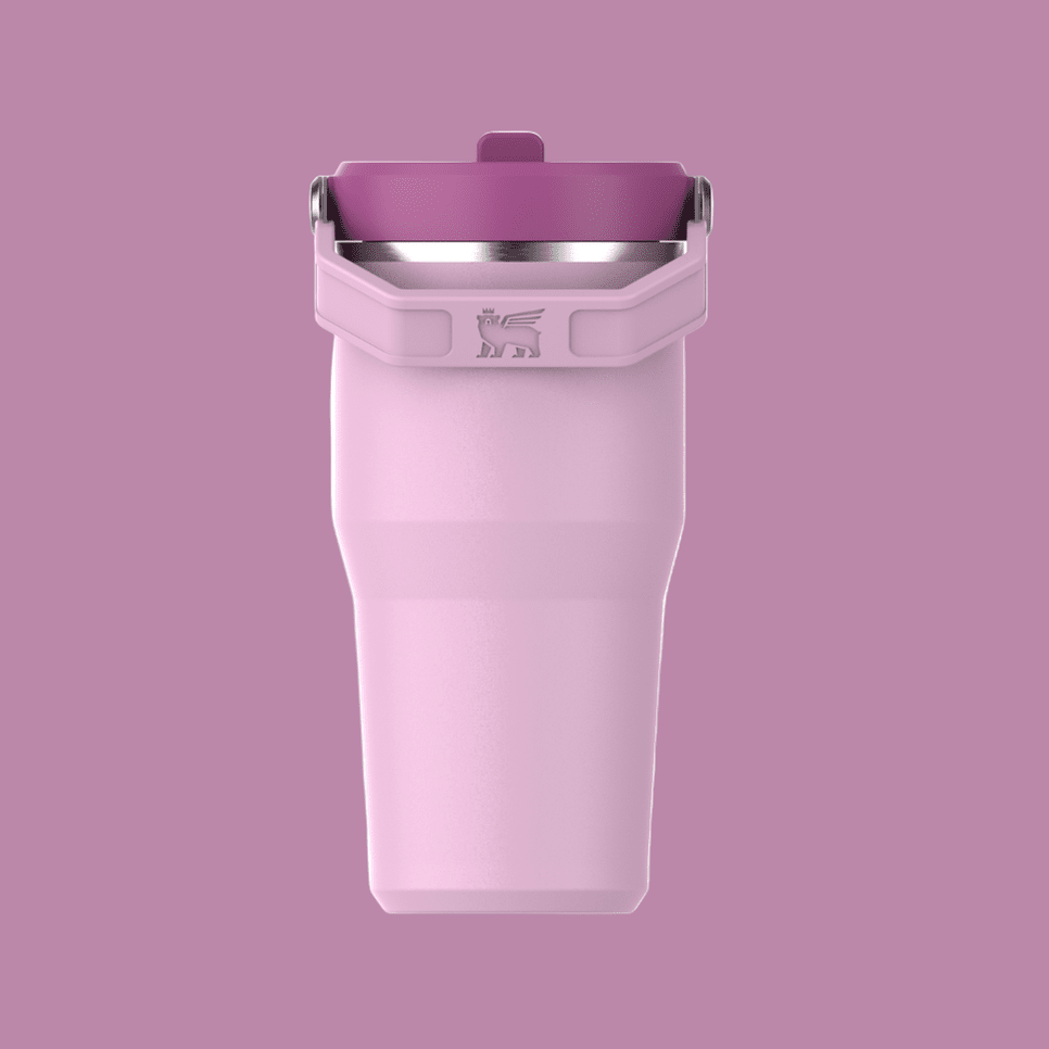 Stanley IceFlow Flip Straw 2.0 Tumbler, 20 oz, pink with purple lid
