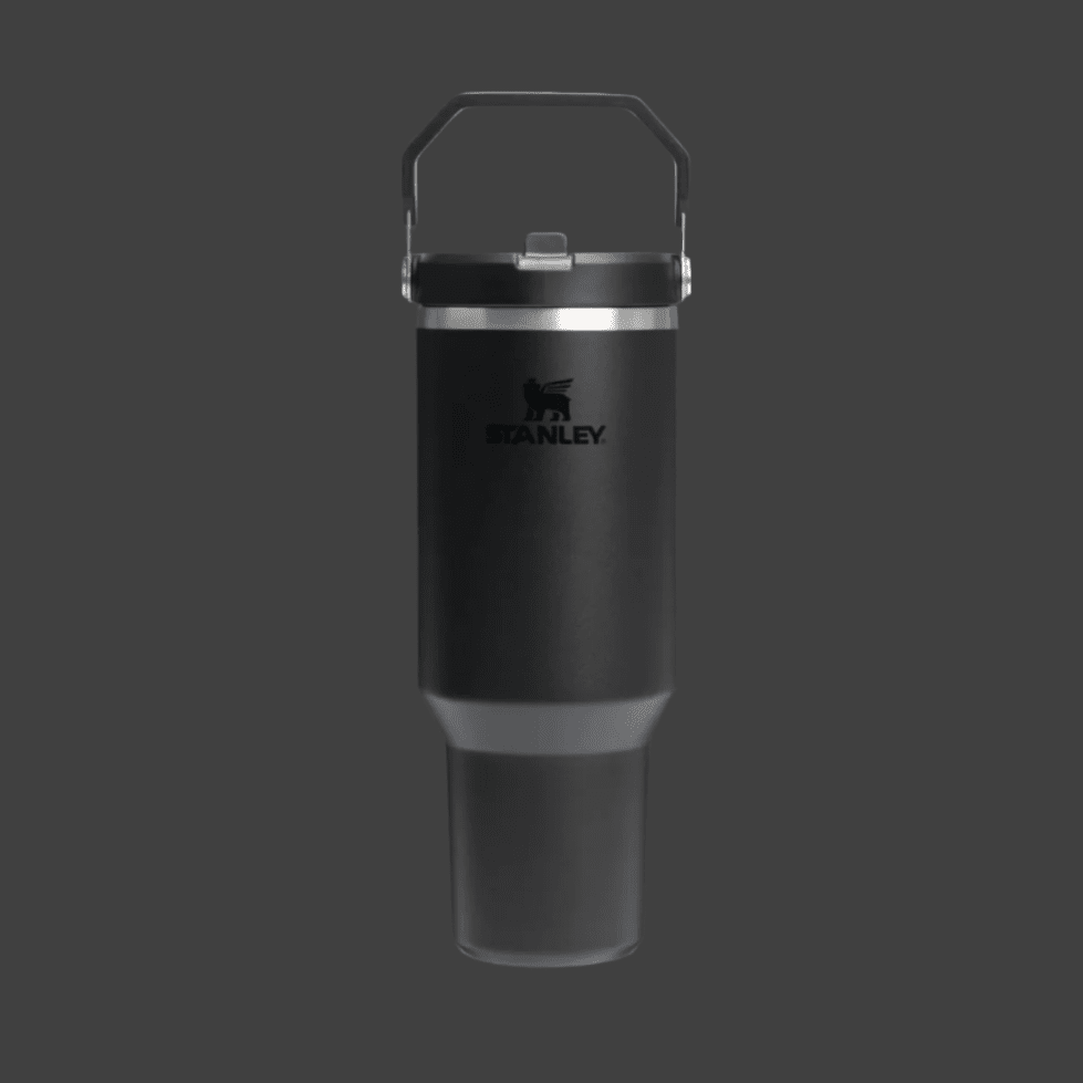 Stanley IceFlow Flip Straw 2.0 Tumbler, 40 oz, black stainless steel with handle