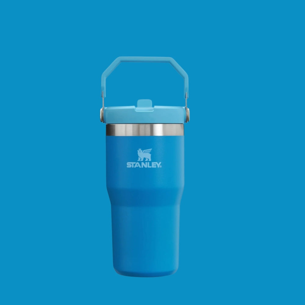 Stanley IceFlow Flip Straw Tumbler 20 oz in blue with ergonomic handle