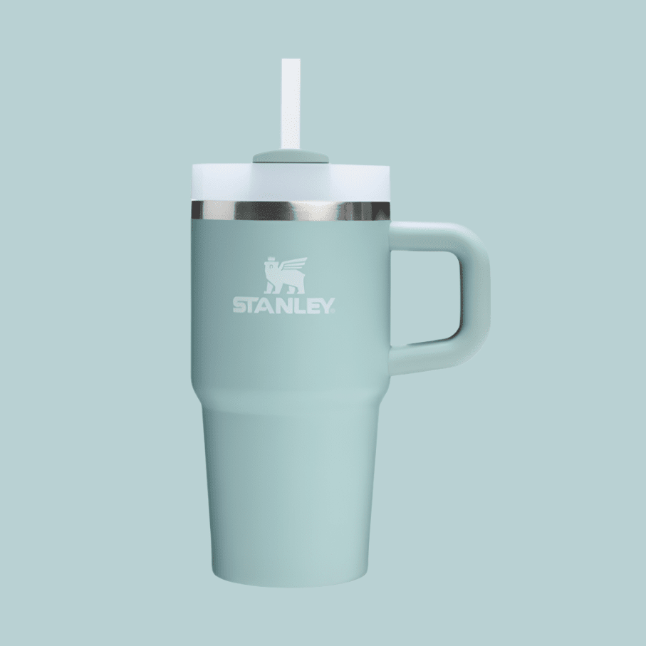 Stanley Quencher H2.0 Flowstate tumbler with handle, 20 oz, mint green.