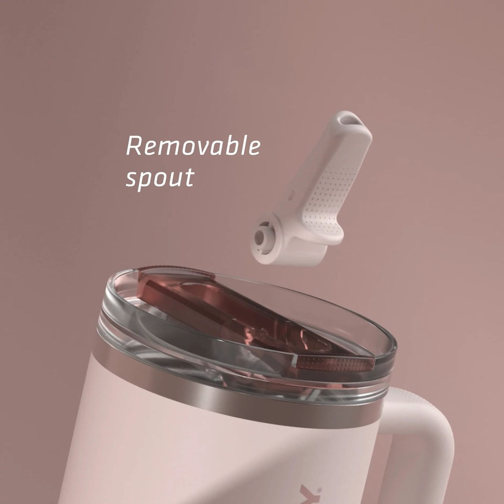 STANLEY The Quencher Protour Flip Straw Tumbler 30 oz in blush pink with removable spout detached from lid