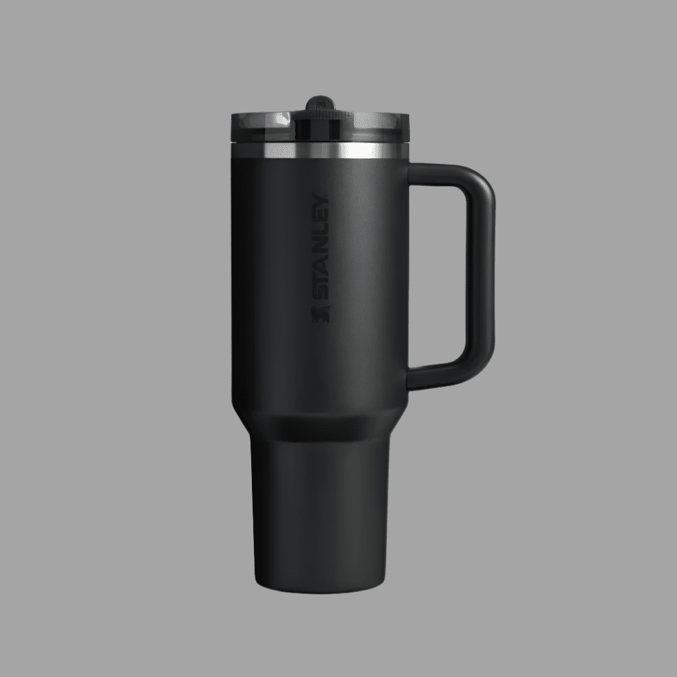 Stanley Quencher Protour Flip Straw Tumbler 40 oz in matte black with a sturdy handle