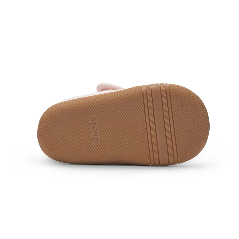 Stonz Cruiser Natural Baby Shoes Haze Pink, showing the tan sole with textured tread grip.