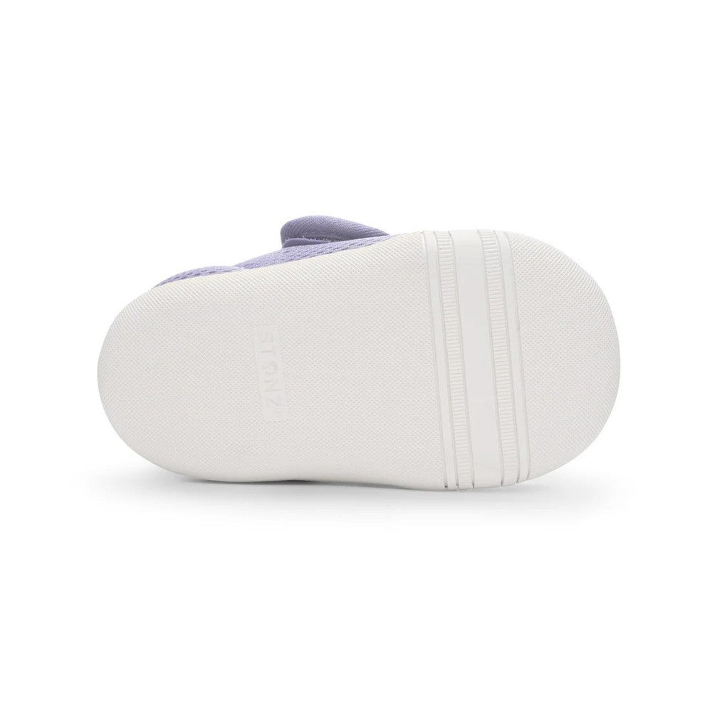 Stonz Cruiser Original Baby Shoes Haze Purple bottom view showing the non-slip white sole for traction.