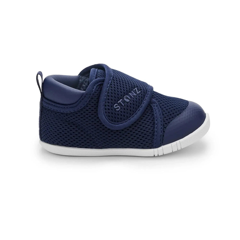 STONZ Stonz Cruiser Original Baby Shoes Navy pair of navy baby sneakers with white soles and velcro straps shown side by side img 2/9