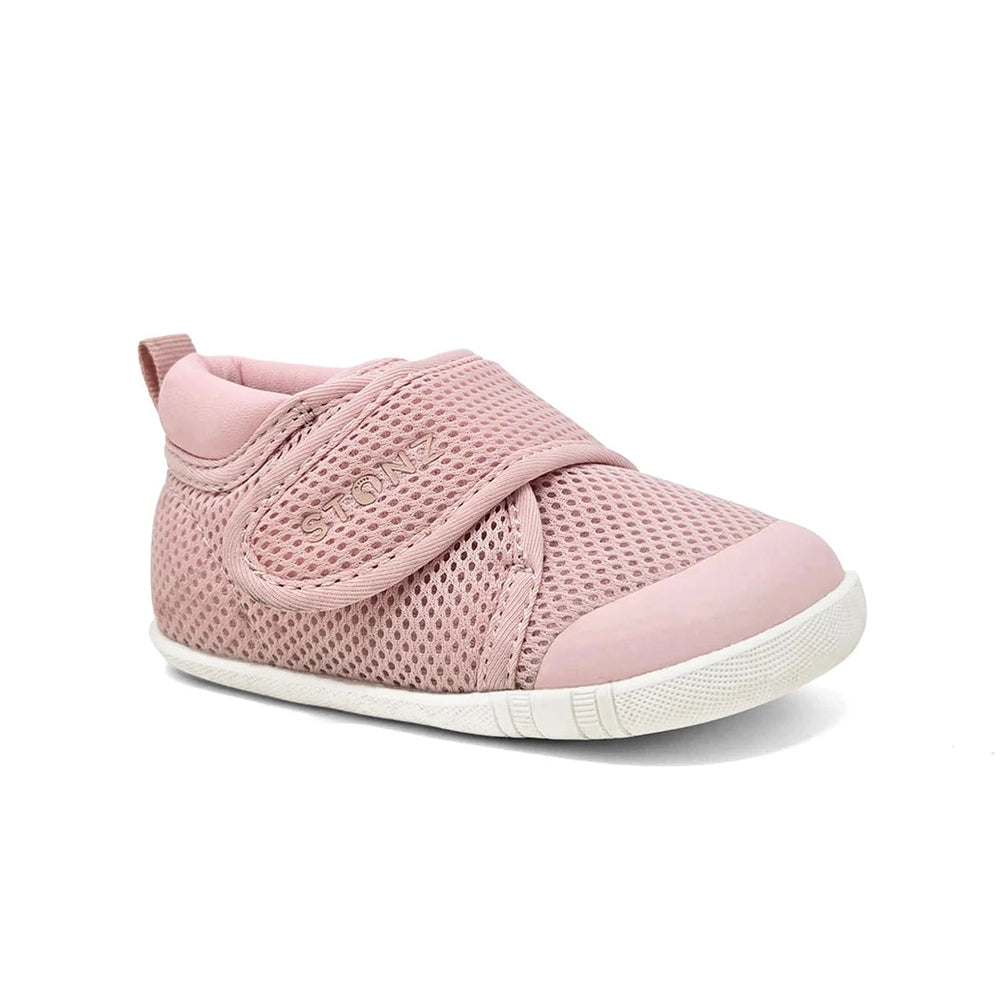 STONZ Stonz Cruiser Original Baby Shoes Pink pair of baby shoes shown in image 1 of 7 with mesh upper, velcro strap and contrasting sole img