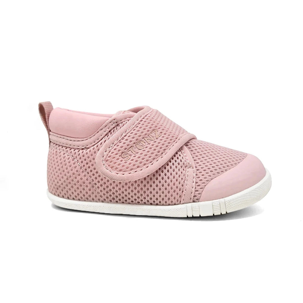 STONZ Stonz Cruiser Original Baby Shoes Pink pair of baby shoes shown in image 2 of 7 with mesh upper, velcro strap and contrasting sole img