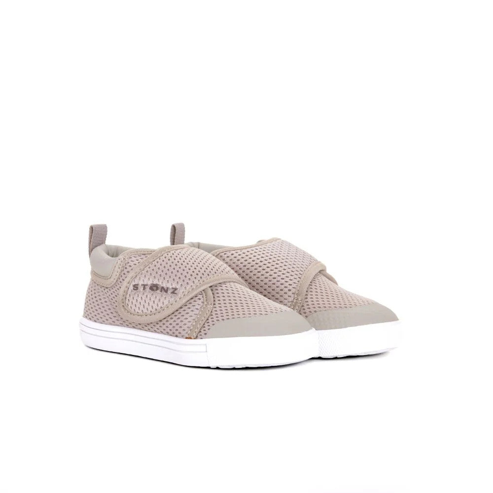 Stonz Cruiser Original Toddler Shoes Dune Tonal with breathable mesh upper and Velcro strap, white sole.